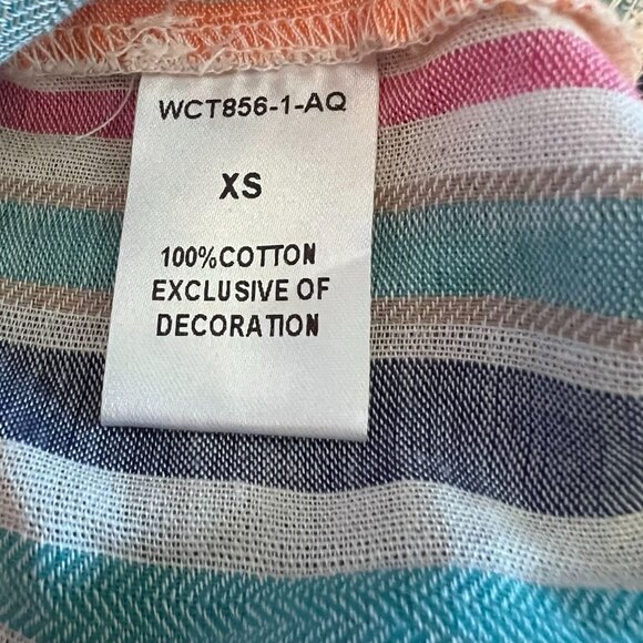 THML Lightweight V Neck Striped Womens Pullover Boho Lagenlook Top Size‎ XS - Picture 6 of 7